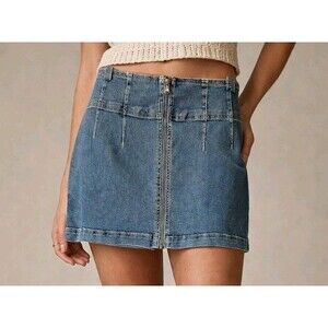 We the Free Zip Up Virgo Skirt 32 Short Denim Mini Skirt Casual Streetwear Y2K